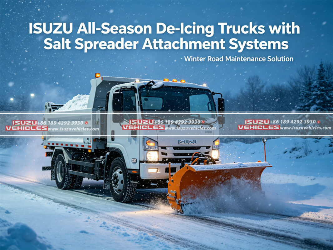 All-Season De-Icing Trucks with Salt Spreader Attachment Systems