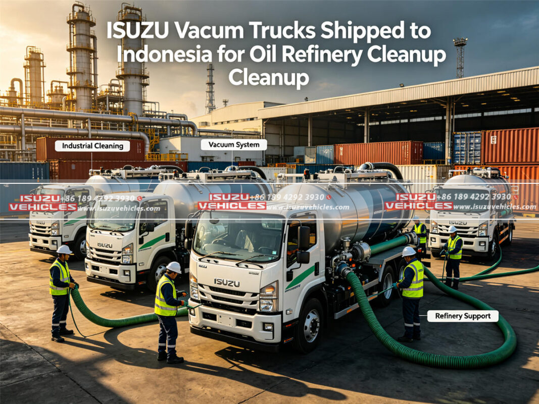 ISUZU Vacuum Trucks Shipped to Indonesia for Oil Refinery Cleanup