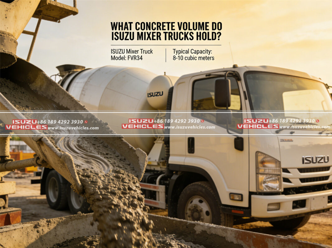 What concrete volume do ISUZU mixer trucks hold