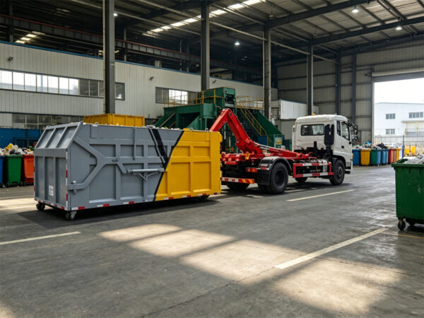 ISUZU 8 Ton Hook Loader Garbage Truck working