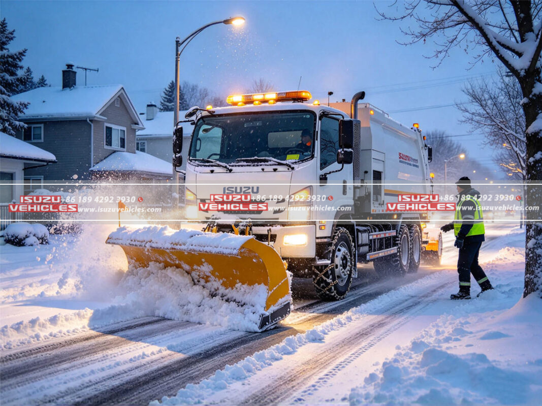 How Does an ISUZU Snow Plow Truck Clear Heavy Snow?