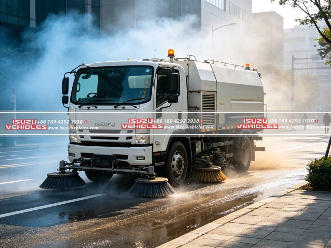 How Does an ISUZU Sweeper Truck Reduce Dust?