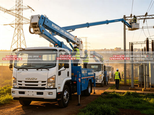 ISUZU Bucket Trucks Arrive in Zambia for Power Line Maintenance