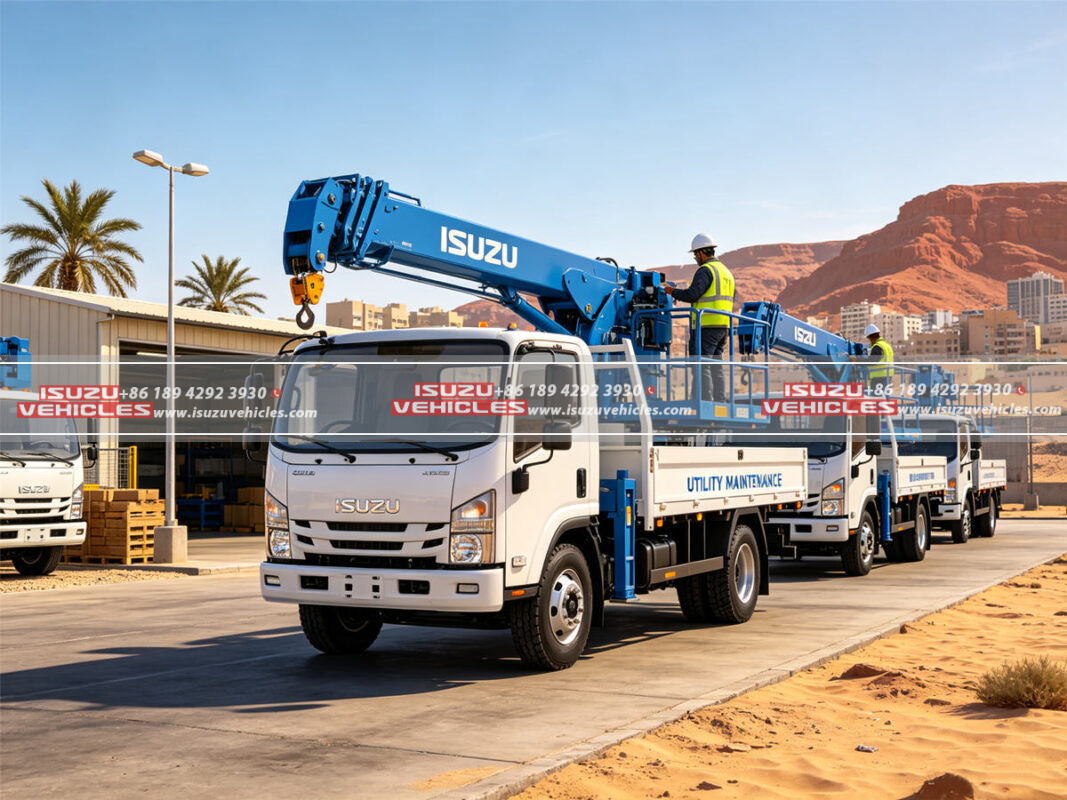 ISUZU Bucket Trucks Delivered to Jordan for Utility Maintenance