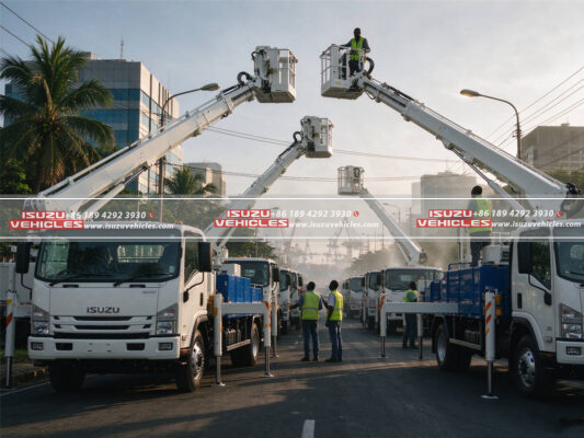 ISUZU Bucket Trucks Delivered to Tanzania for Utility Work