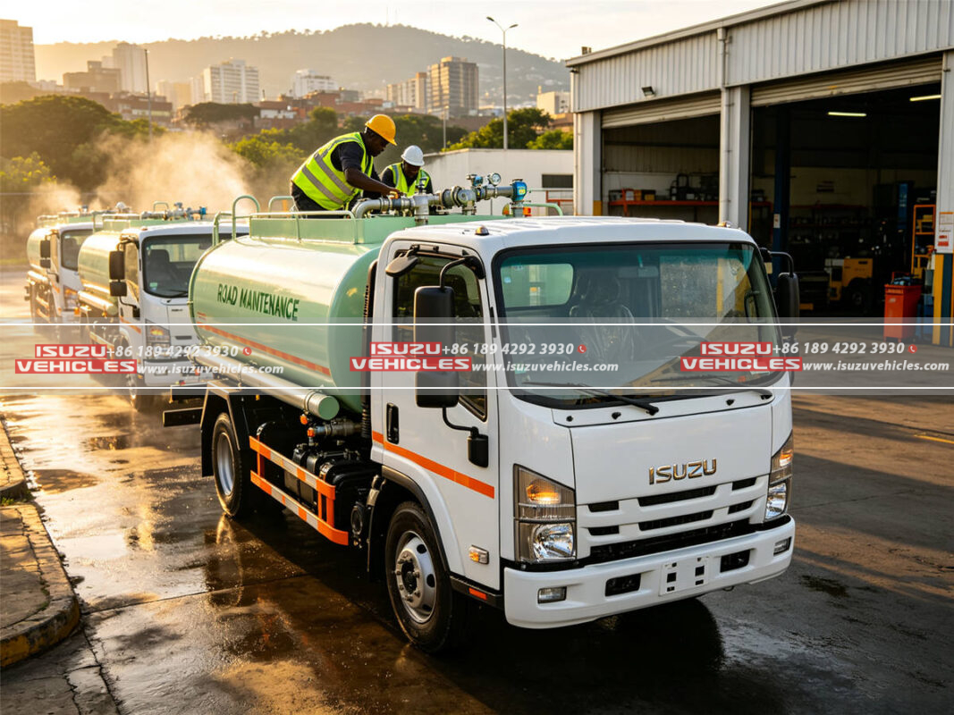 ISUZU Sprinkler Trucks Shipped to Rwanda for Road Maintenance