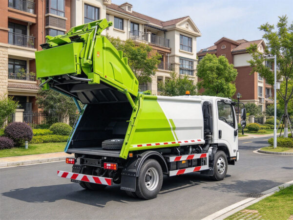 ISUZU 8 CBM Rear Loader Garbage Truck Working