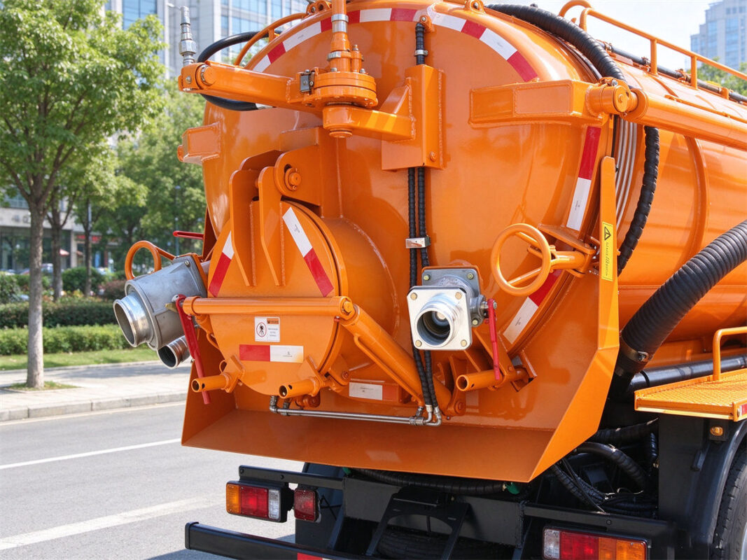ISUZU 8 CBM Vacuum Sewer Jetting Truck Rear View